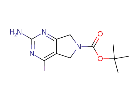 Molecular Structure of 1046861-23-7 (2-amino-4-iodo-5,7-dihydropyrrolo[3,4-d]pyrimidine-6-carboxylic acid tert-butyl ester)