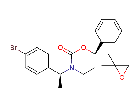 Molecular Structure of 1110641-69-4 ((S)-3-[(S)-1-(4-bromo-phenyl)-ethyl]-6-(2-methyl-oxiranylmethyl)-6-phenyl-perhydro-1,3-oxazin-2-one)