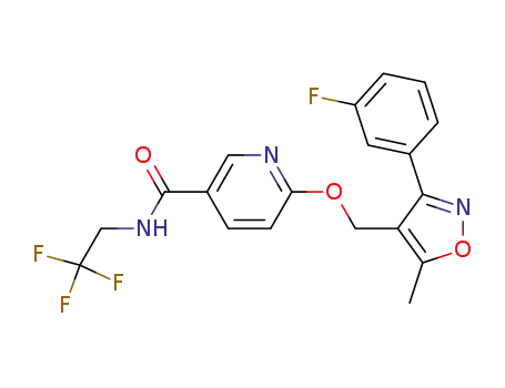 Molecular Structure of 1159600-12-0 (6-[3-(3-fluoro-phenyl)-5-methyl-isoxazol-4-ylmethoxy]-N-(2,2,2-trifluoro-ethyl)-nicotinamide)