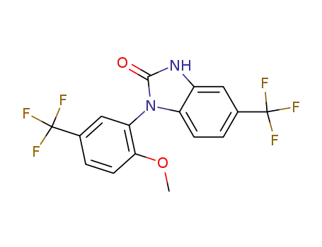Molecular Structure of 159117-83-6 (1-[2-methoxy-5-(trifluoromethyl)phenyl]-5-(trifluoromethyl)-1,3-dihydro-2H-benzimidazol-2-one)