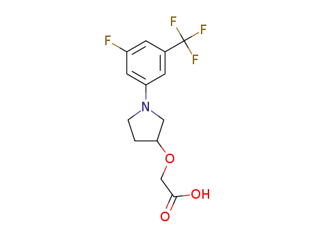 Molecular Structure of 1198180-52-7 (({1-[3-fluoro-5-(trifluoromethyl)phenyl]pyrrolidin-3-yl}oxy)acetic acid)
