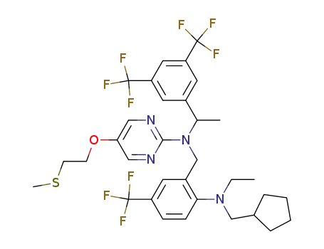 N-{1-[3,5-bis(trifluoromethyl)phenyl]ethyl}-N-({2-[(cyclopentylmethyl)(ethyl)amino]-5-(trifluoromethyl)phenyl}methyl)-5-[2-(methylthio)ethoxy]pyrimidin-2-amine