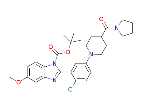 2-{2-chloro-5-[4-(pyrrolidine-1-carbonyl)-piperidin-1-yl]-phenyl}-5-methoxy-benzoimidazole-1-carboxylic acid tert-butyl ester