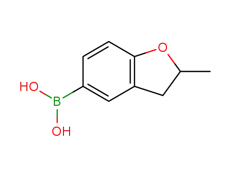 Molecular Structure of 1028748-11-9 ((2-methyl-2,3-dihydro-1-benzofuran-5-yl)boronic acid(SALTDATA: FREE))