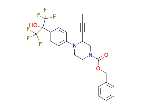 Molecular Structure of 1361224-51-2 (benzyl 3-(1-propyn-1-yl)-4-(4-(2,2,2-trifluoro-1-hydroxy-1-(trifluoromethyl)ethyl)-phenyl)-1-piperazinecarboxylate)