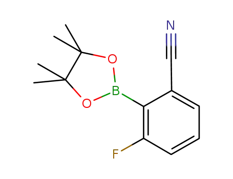 Molecular Structure of 624741-47-5 (3-Fluoro-2-(4,4,5,5-tetraMethyl-1,3,2-dioxaborolan-2-yl)benzonitrile)
