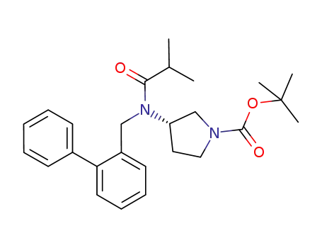 Molecular Structure of 892388-56-6 (tert-butyl (3S)-3-[(biphenyl-2-ylmethyl)(isobutyryl)amino]pyrrolidine-1-carboxylate)