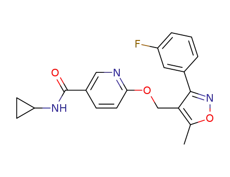Molecular Structure of 1159600-17-5 (N-cyclopropyl-6-[3-(3-fluoro-phenyl)-5-methyl-isoxazol-4-ylmethoxy]-nicotinamide)