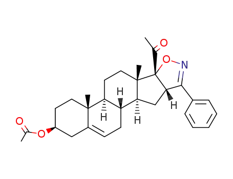 Molecular Structure of 1062-66-4 (3β-acetoxy-3'-phenyl-2'-isoxazolino[4',5'-d:16α,17α]pregn-5-en-20-one)