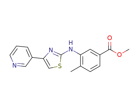 Molecular Structure of 1186620-63-2 (methyl 4-methyl-3-(4-(pyridin-3-yl)thiazol-2-ylamino)benzoate)