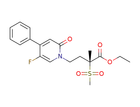 Molecular Structure of 1312479-49-4 (ethyl (2R)-4-(5-fluoro-2-oxo-4-phenylpyridin-1(2H)-yl)-2-methyl-2-(methylsulfonyl)butanoate)