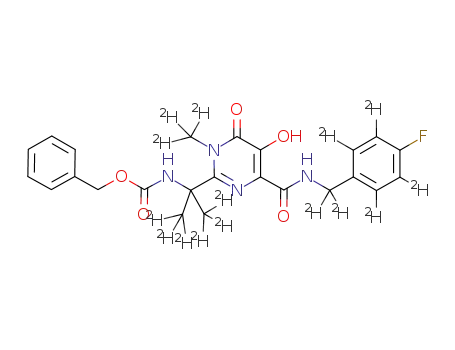 benzyl 2-(4-(4-fluoro(benzyl-d6)carbamoyl)-5-hydroxy-1-(methyl-d3)-6-oxo-1,6-dihydropyrimidin-2-yl)-(1,3-d6-propan)-2-ylcarbamate