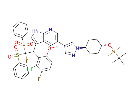 5-[1-(trans-4-{[tert-butyl(dimethyl)silyl]oxy}cyclohexyl)-1H-pyrazol-4-yl]-3-[1-(2-chloro-3-fluoro-6-methoxyphenyl)-2-fluoro-2,2-bis(phenylsulfonyl)ethyl]-1H-pyrrolo[2,3-b]pyridine