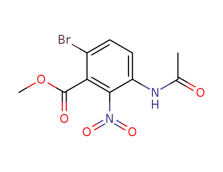 Molecular Structure of 333458-73-4 (Benzoic acid, 3-(acetylamino)-6-bromo-2-nitro-, methyl ester)