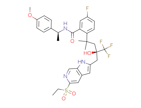 2-((R)-4-((5-(ethylsulfonyl)-1H-pyrrolo[2,3-c]pyridin-2-yl)methyl)-5,5,5-trifluoro-4-hydroxy-2-methylpentan-2-yl)-5-fluoro-N-((S)-1-(4-methoxyphenyl)ethyl)benzamide