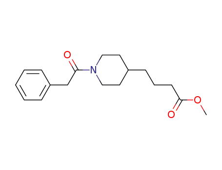 Molecular Structure of 910540-10-2 (4-(1-phenylacetyl-piperidin-4-yl)-butyric acid methyl ester)