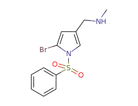 Molecular Structure of 881673-83-2 (1-[5-bromo-1-(phenylsulfonyl)-1H-pyrrol-3-yl]-N-methylmethanamine)