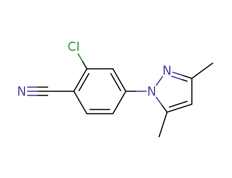 Molecular Structure of 154606-56-1 (2-chloro-4-(3,5-dimethyl-1H-pyrazol-1-yl)benzonitrile)