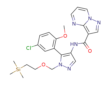 N-(5-(5-chloro-2-methoxyphenyl)-1-((2-(trimethylsilyl)ethoxy)methyl)-1H-pyrazol-4-yl)pyrazolo[1,5-a]pyrimidine-3-carboxamide
