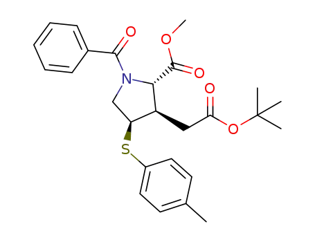 methyl (2S,3R,4R)-1-benzoyl-3-(tert-butoxycarbonylmethyl)-4-(4-methylphenylthio)pyrrolid ine-2-carboxylate