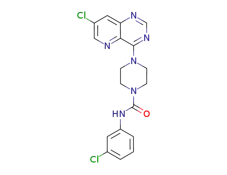 Molecular Structure of 917757-13-2 (1-Piperazinecarboxamide,
N-(3-chlorophenyl)-4-(7-chloropyrido[3,2-d]pyrimidin-4-yl)-)