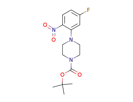 Molecular Structure of 475279-74-4 (1-Piperazinecarboxylic acid, 4-(5-fluoro-2-nitrophenyl)-,
1,1-dimethylethyl ester)