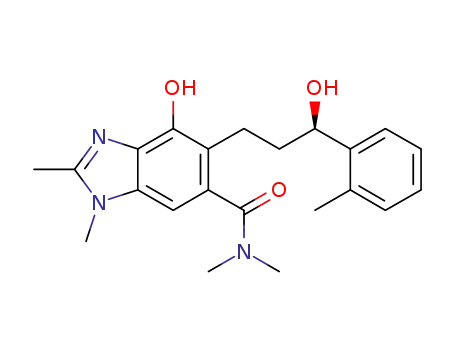 Molecular Structure of 917956-88-8 (4-hydroxy-5-[(3R)-3-hydroxy-3-(2-methylphenyl)propyl]-N,N,1,2-tetramethyl-1H-benzimidazole-6-carboxamide)