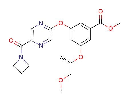 Molecular Structure of 1239585-54-6 (methyl 3-{[5-(azetidin-1-ylcarbonyl)pyrazin-2-yl]oxy}-5-[(1S)-2-methoxy-1-methylethoxy]benzoate)