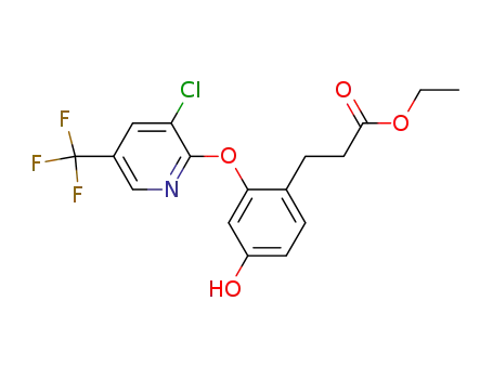 Molecular Structure of 888740-63-4 (ethyl 3-(2-([3-chloro-5-(trifluoromethyl)pyridin-2-yl]oxy)-4-hydroxyphenyl)propanoate)