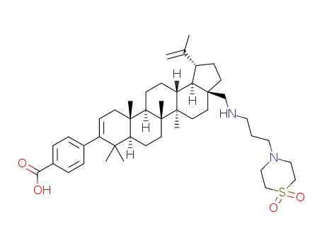 4-((1R,3aS,5aR,5bR,7aR,11aS,11bR,13aR,13bR)-5a,5b,8,8,11a-pentamethyl-1-(prop-1-en-2-yl)-3a-((3-(1-dioxo-thiomorpholino)propylamino)methyl)-2,3,3a,4,5,5a,5b,6,7,7a,8,11,11a,11b,12,13,13a,13b-octadecahydro-1H-cyclopenta[a]chrysen-9-yl)benzoic acid