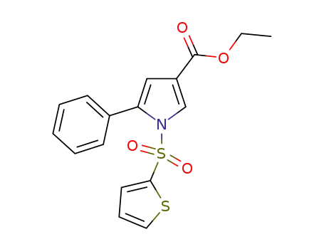 Molecular Structure of 881675-12-3 (1H-Pyrrole-3-carboxylic acid, 5-phenyl-1-(2-thienylsulfonyl)-, ethyl ester)