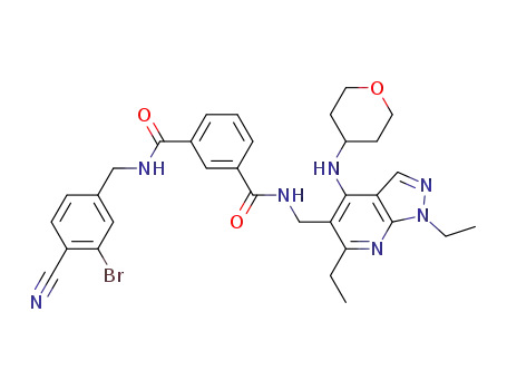 N-[(3-Bromo-4-cyanophenyl)methyl]-N'-{[1,6-diethyl-4-(tetrahydro-2H-pyran-4-ylamino)-1H-pyrazolo[3,4-b]pyridin-5-yl]methyl}-1,3-benzenedicarboxamide