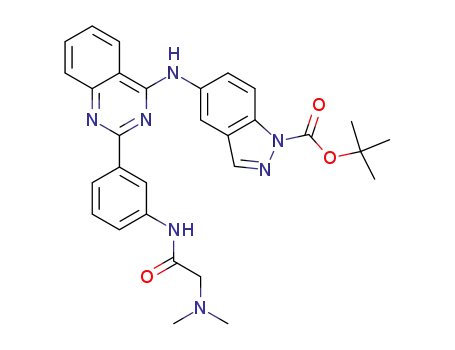 Molecular Structure of 911417-32-8 (tert-butyl 5-(2-(3-(2-(dimethylamino)acetamido)phenyl)quinazolin-4-ylamino)-1H-indazole-1-carboxylate)