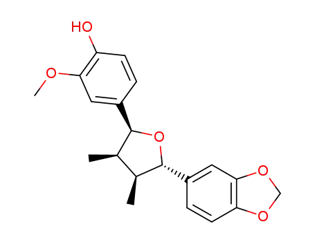 Molecular Structure of 78919-28-5 (4-[(2R,3S,4R,5R)-5-(1,3-Benzodioxol-5-yl)tetrahydro-3,4-dimethyl-2-furanyl]-2-methoxyphenol)