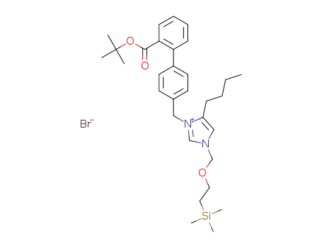 Molecular Structure of 1400934-15-7 (5-butyl-1-[[2'-(tert-butoxycarbonyl)biphenyl-4-yl]methyl]-3-[(2-(trimethylsilyl)ethoxy)methyl]-1H-imidazolium bromide)