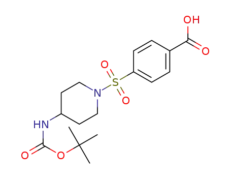 Molecular Structure of 1251465-28-7 (4-(4-tert-butoxycarbonylaminopiperidine-1-sulfonyl)benzoic acid)