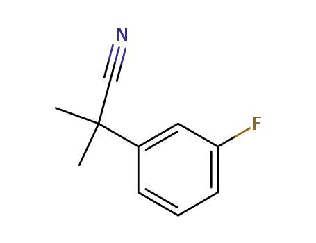 Molecular Structure of 93748-10-8 (2-(3-fluoro-phenyl)-2-methyl-propionitrile)