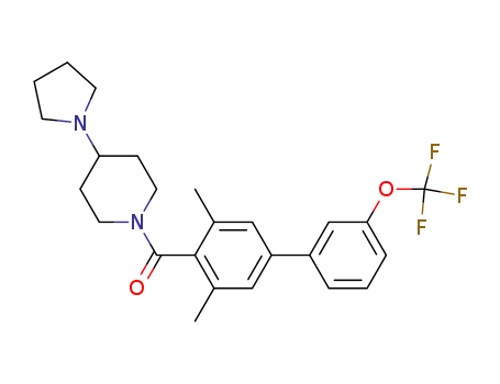 Molecular Structure of 1116454-44-4 ((3,5-Dimethyl-3'-trifluoromethoxy-biphenyl-4-yl)-(4-pyrrolidin-1-yl-piperidin-1-yl)-methanone)