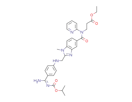 Molecular Structure of 1415901-85-7 (3-({2-[(4-{amino-[(E)-isopropyloxycarbonylimino]methyl}-phenylamino)methyl]-1-methyl-1H-benzoimidazole-5-carbonyl}pyridin-2-yl-amino)propionic acid ethyl ester)