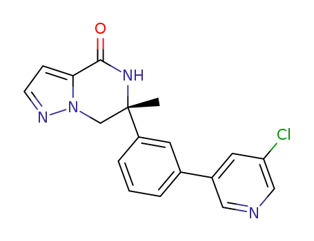 Molecular Structure of 1397683-41-8 ((R)-6-[3-(5-chloro-pyridin-3-yl)-phenyl]-6-methyl-6,7-dihydro-5H-pyrazolo[1,5-a]pyrazin-4-one)