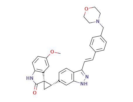 (1R,2S)-(E)-5'-methoxy-2-(3-(4-(morpholinomethyl)styryl)-1H-indazol-6-yl)spiro(cyclopropane-1,3'-indolin)-2'-one