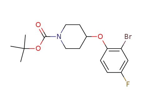 Molecular Structure of 647014-44-6 (1-Piperidinecarboxylic acid, 4-(2-bromo-4-fluorophenoxy)-,
1,1-dimethylethyl ester)
