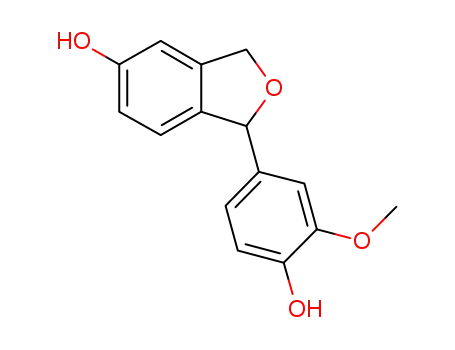 Molecular Structure of 1035079-91-4 (1-(4'-hydroxy-3'-methoxyphenyl)-1.3-dihydroisobenzofuran-5-ol)