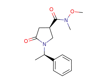 Molecular Structure of 269407-03-6 ((R)-N-methoxy-N-methyl-5-oxo-1-((R)-1-phenylethyl)pyrrolidine-3-carboxamide)