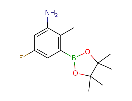 Molecular Structure of 1418128-33-2 (5-fluoro-2-methyl-3-(4,4,5,5-tetramethyl-[1,3,2]dioxaborolan-2-yl)-phenylamine)