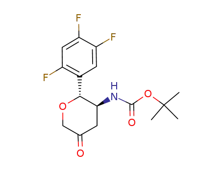 Molecular Structure of 951127-24-5 (tert-butyl (2R,3S)-5-oxo-2-(2,4,5-trifluorophenyl)tetrahydro-2H-pyran-3-ylcarbamate)
