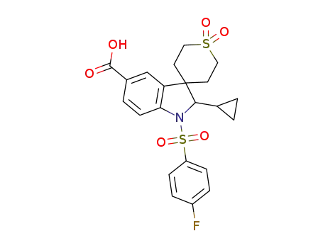 2-cyclopropyl-1-[(4-fluorophenyl)sulfonyl]-1,2,2',3',5',6'-hexahydrospiro[indole-3,4'-thiopyran]-5-carboxylic acid 1',1'-dioxide