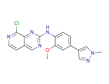 Molecular Structure of 1578244-55-9 (8-chloro-N-(2-methoxy-4-(1-methyl-1H-pyrazol-4-yl)phenyl)pyrido[3,4-d]-pyrimidin-2-amine)