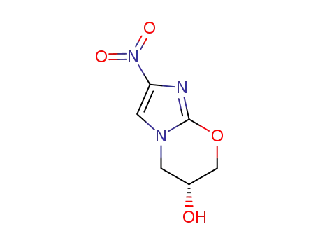 Molecular Structure of 187235-13-8 ((R)-2-NITRO-6,7-DIHYDRO-5H-IMIDAZO[2,1-B][1,3]OXAZIN-6-OL)