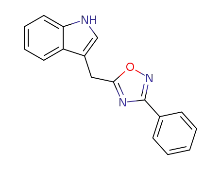 Molecular Structure of 82076-01-5 (1H-Indole, 3-[(3-phenyl-1,2,4-oxadiazol-5-yl)methyl]-)